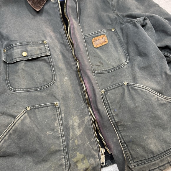 Big Smith Canvas Jacket Mens 2XL Black Chore Lined Workwear Heavily Distressed - Picture 6 of 16